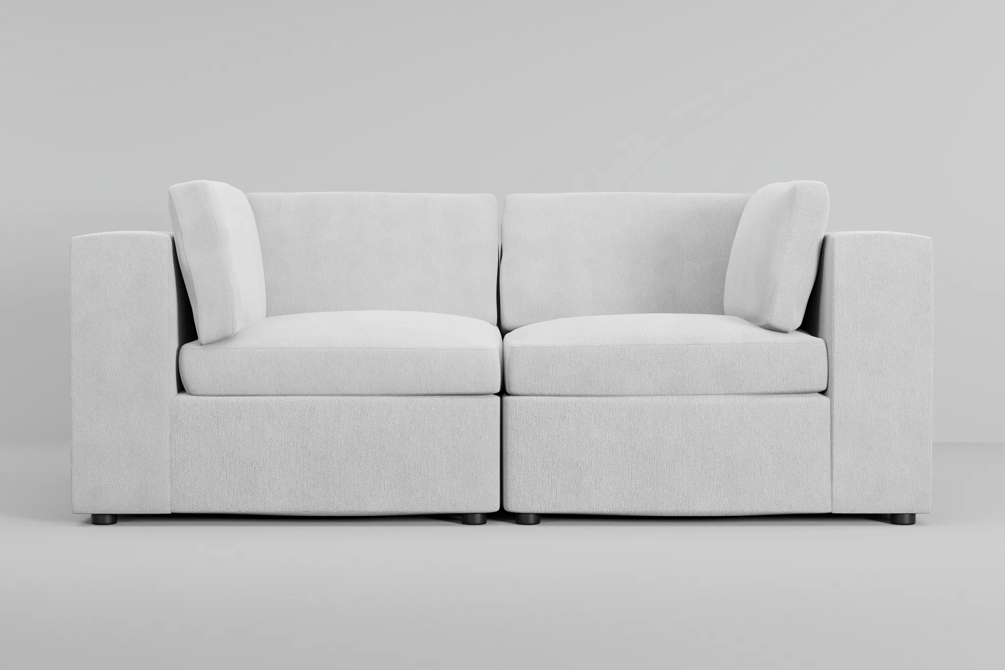 Destin Revenue White Fabric 2-piece Modular Sofa