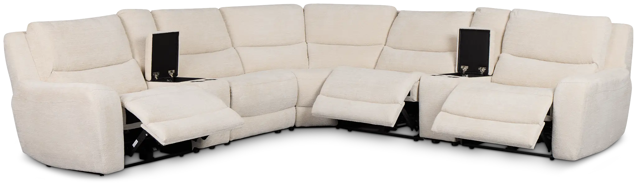 Bennett Light Beige Fabric Large Triple Power Reclining Two-arm Sectional Bennett Light Beige Fabric Large Triple Power Reclining Two-arm Sectional