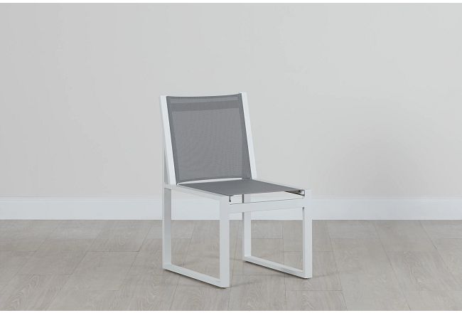 Linear White Aluminum Sling Chair