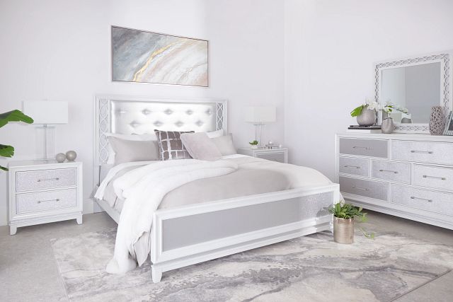 Valentina White Uph Panel Bed