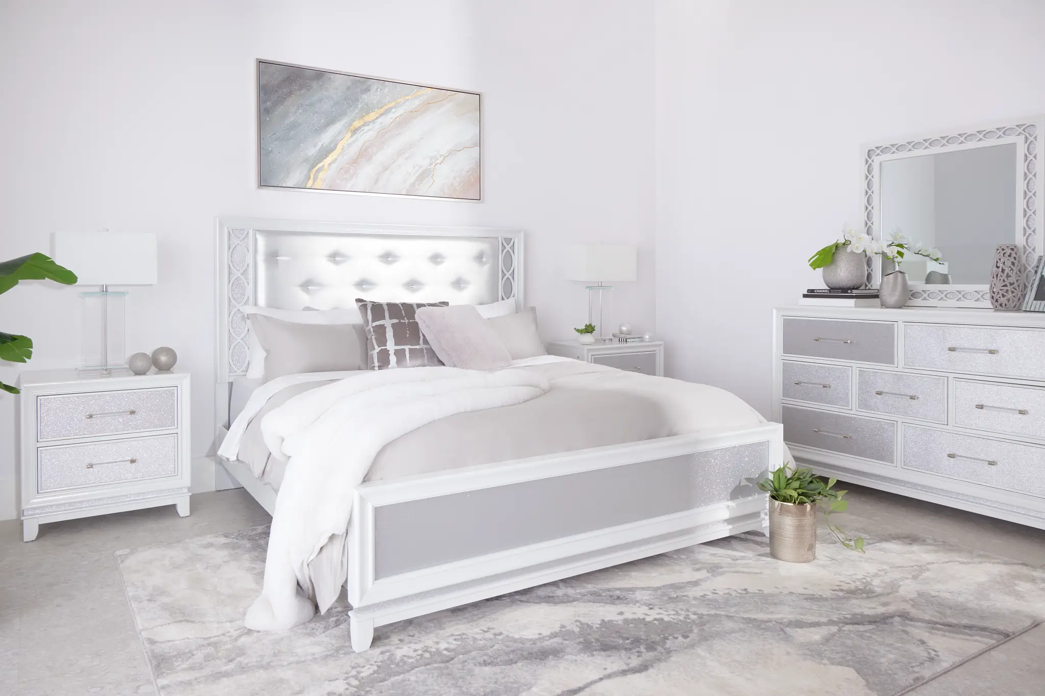 Valentina White Uph Panel Bed Valentina White Uph Panel Bed