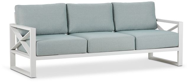 Linear White Teal Aluminum Outdoor Upholstery