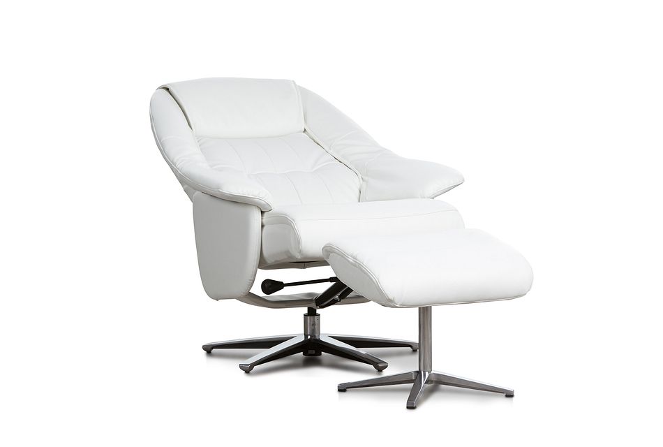 Jones White Micro Recliner & Ottoman,