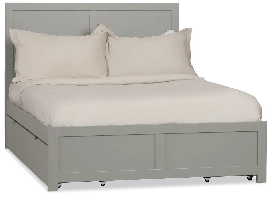 Charleston Gray Panel Bed With 4 Storage Drawers