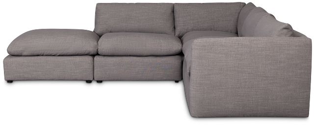 Serena Gray Fabric 5-piece Left Facing Bumper Sectional