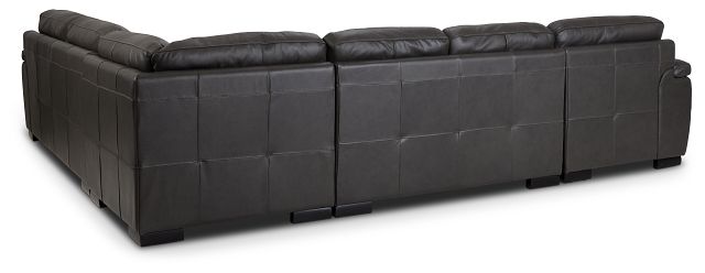 Braden Dark Gray Leather Medium Left Chaise Sectional