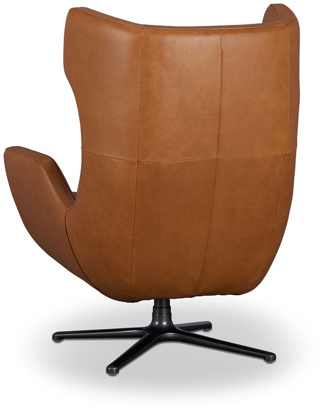 Penn Brown Leather Swivel Accent Chair