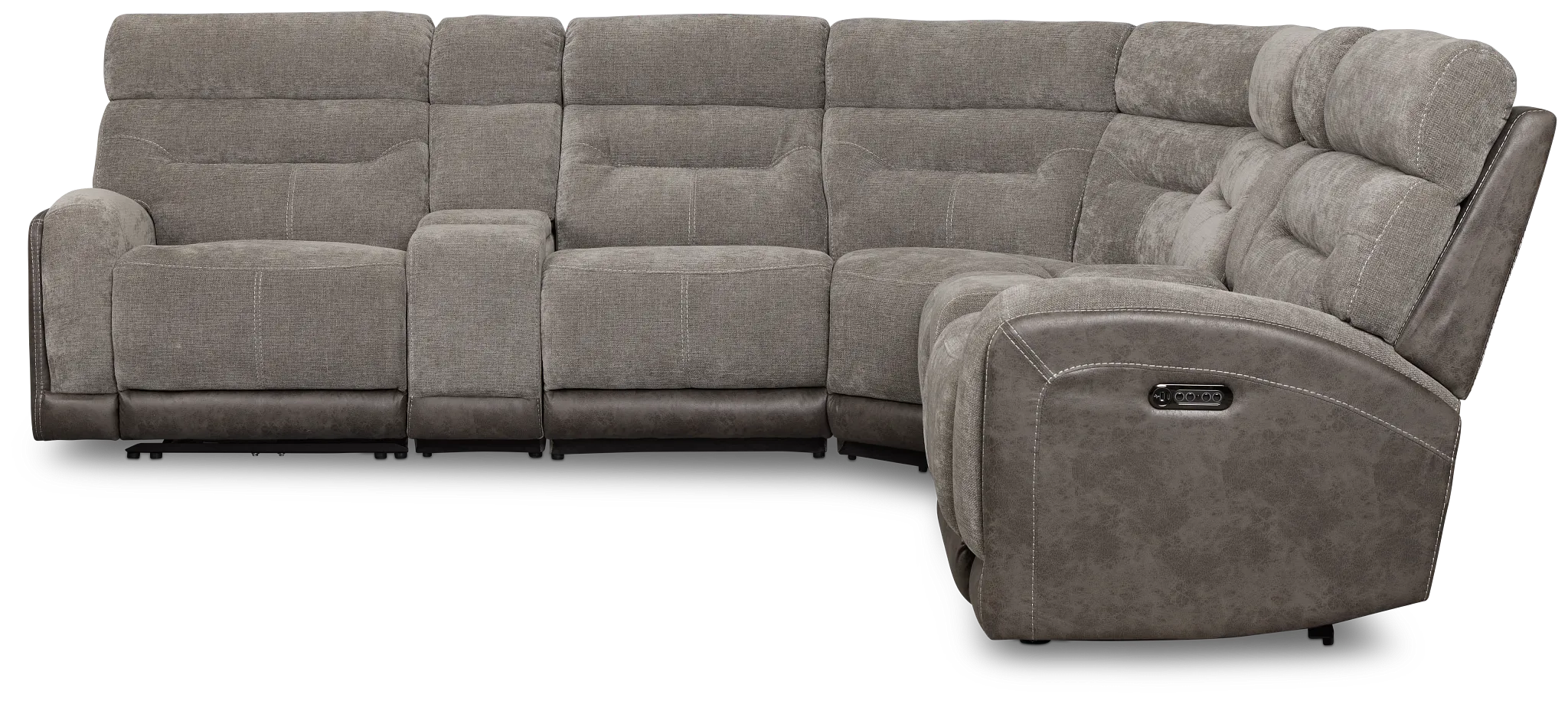 Travis Gray Fabric Large Triple Power Reclining Two-arm Sectional