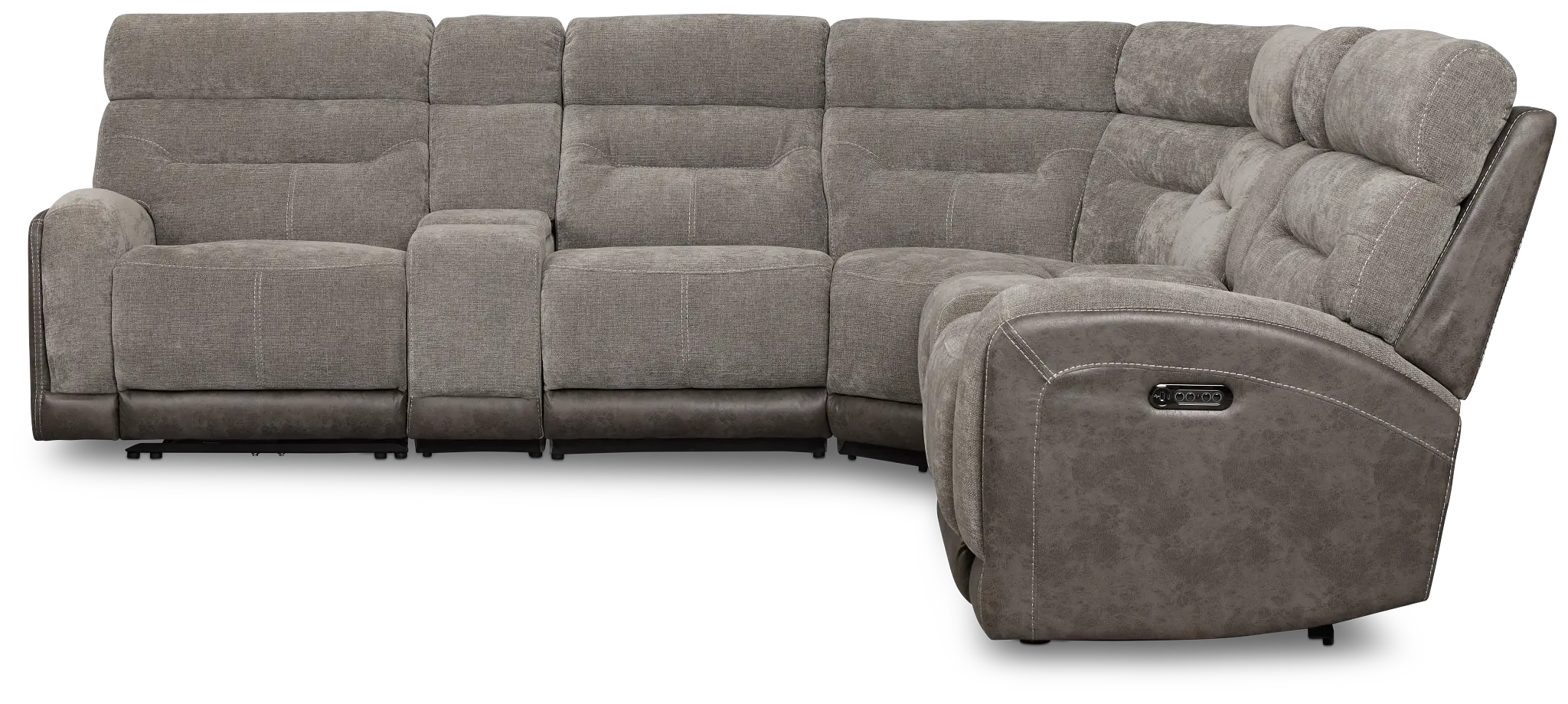Travis Gray Fabric Large Triple Power Reclining Two-arm Sectional Travis Gray Fabric Large Triple Power Reclining Two-arm Sectional