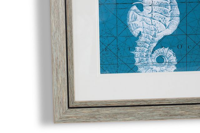 Seahorse Blue Framed Wall Art