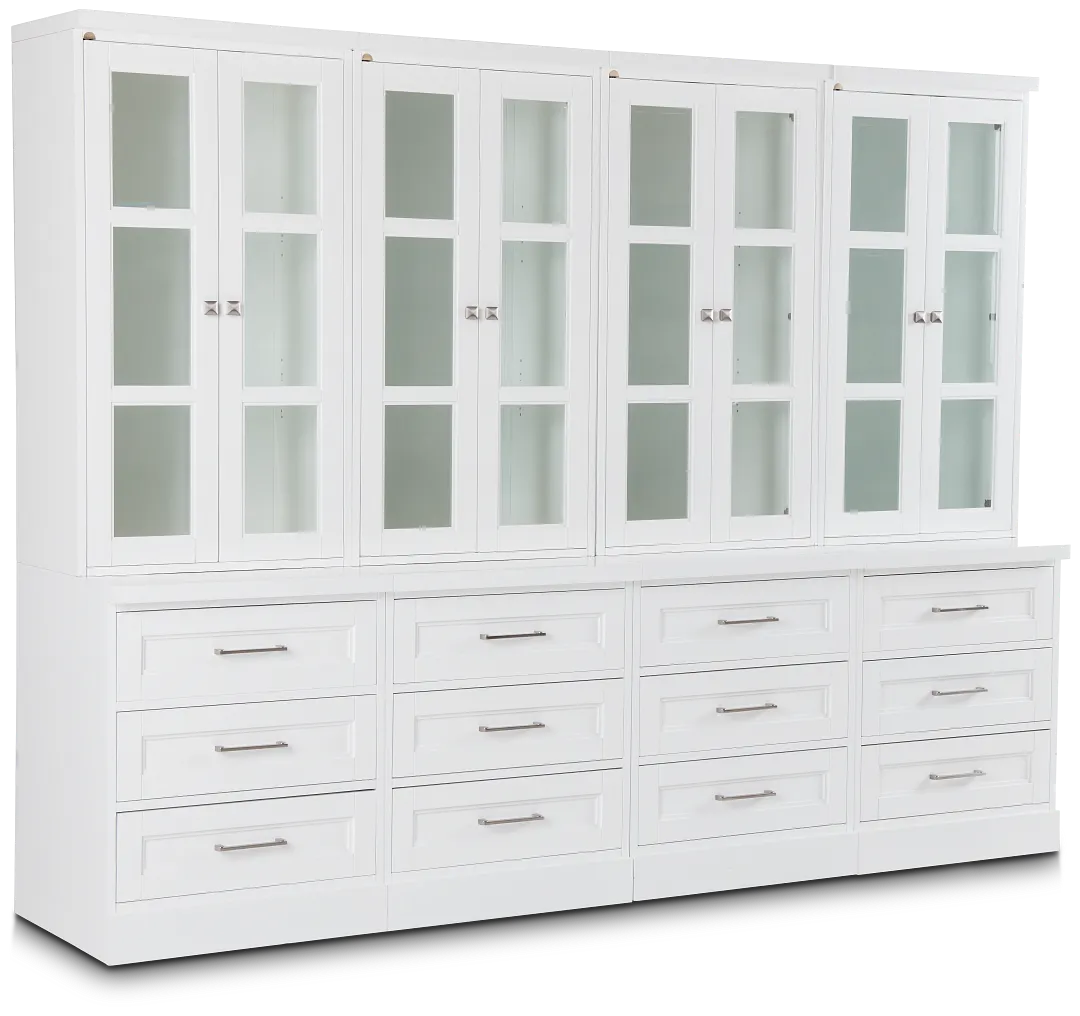 Newport White Drawer Bookcase Wall