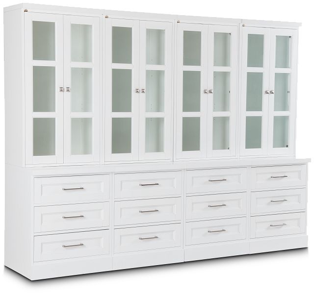 Newport White Drawer Bookcase Wall