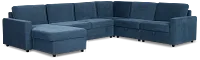 Addie Blue Fabric Medium Left Chaise Storage Sleeper Sectional