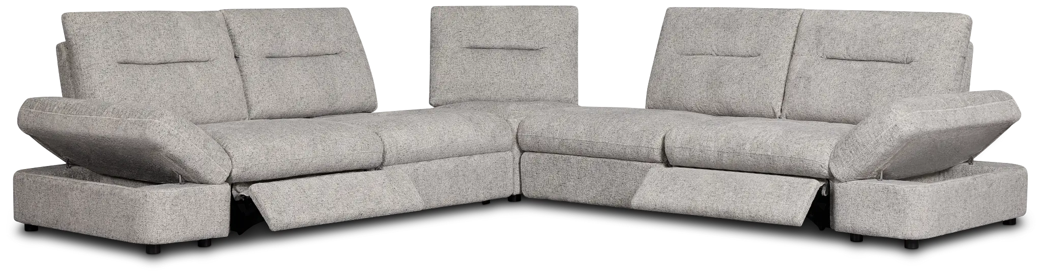 Mila Gray Fabric Small Dual Power Reclining Two-arm Sectional Mila Gray Fabric Small Dual Power Reclining Two-arm Sectional