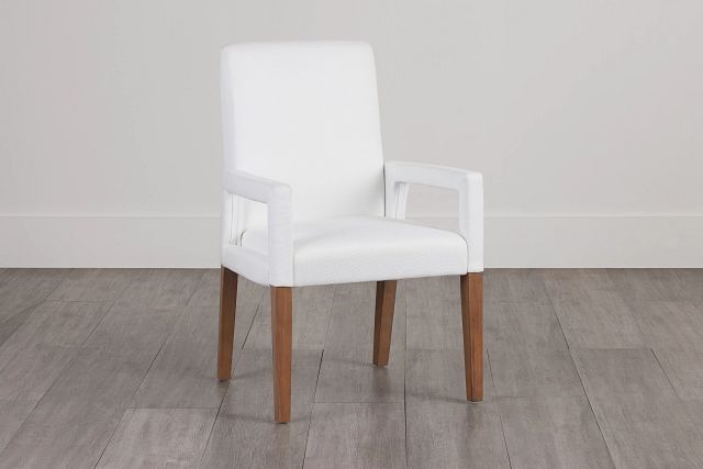 Provo White Upholstered Arm Chair