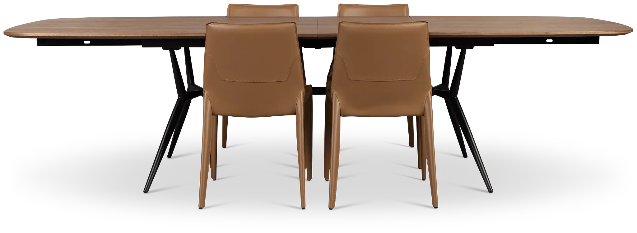 Margo Two-tone Rect Table With 4 Brown Upholstered Side Chairs Margo Two-tone Rect Table With 4 Brown Upholstered Side Chairs