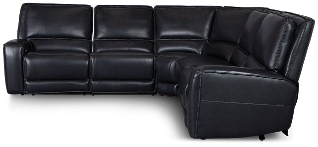 Miles Black Lthr/vinyl Small Two-arm Power Reclining Sectional