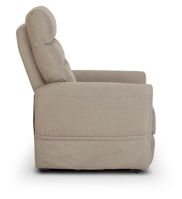 Canton Beige Fabric Power Lift Recliner