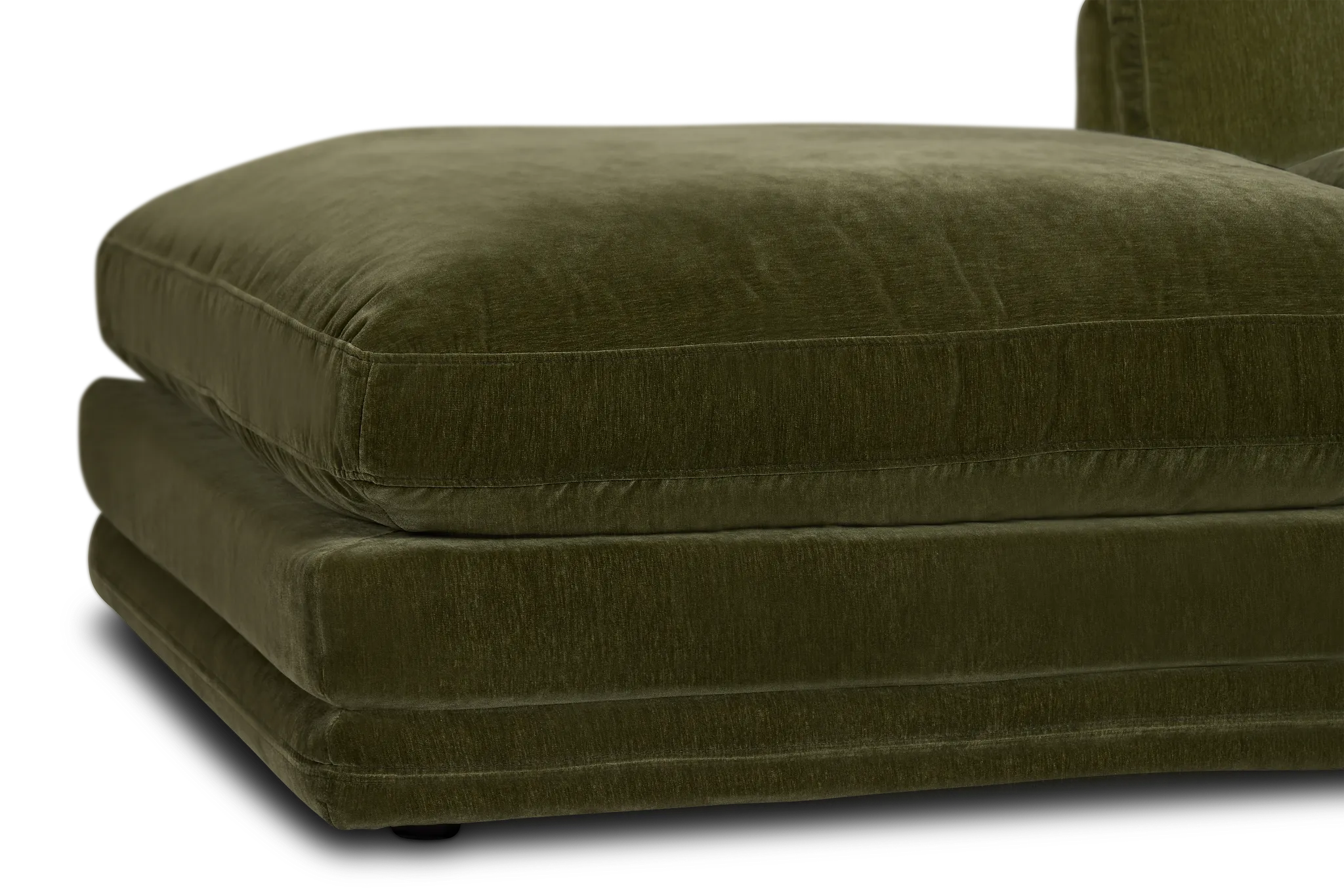 Jules Green Velvet 4-piece Left Facing Bumper Sectional