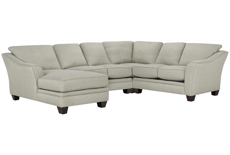Avery Light Green Fabric Um Left, 3 Piece Avery Sectional Chaise Sleeper Sofa With Storage Ottoman