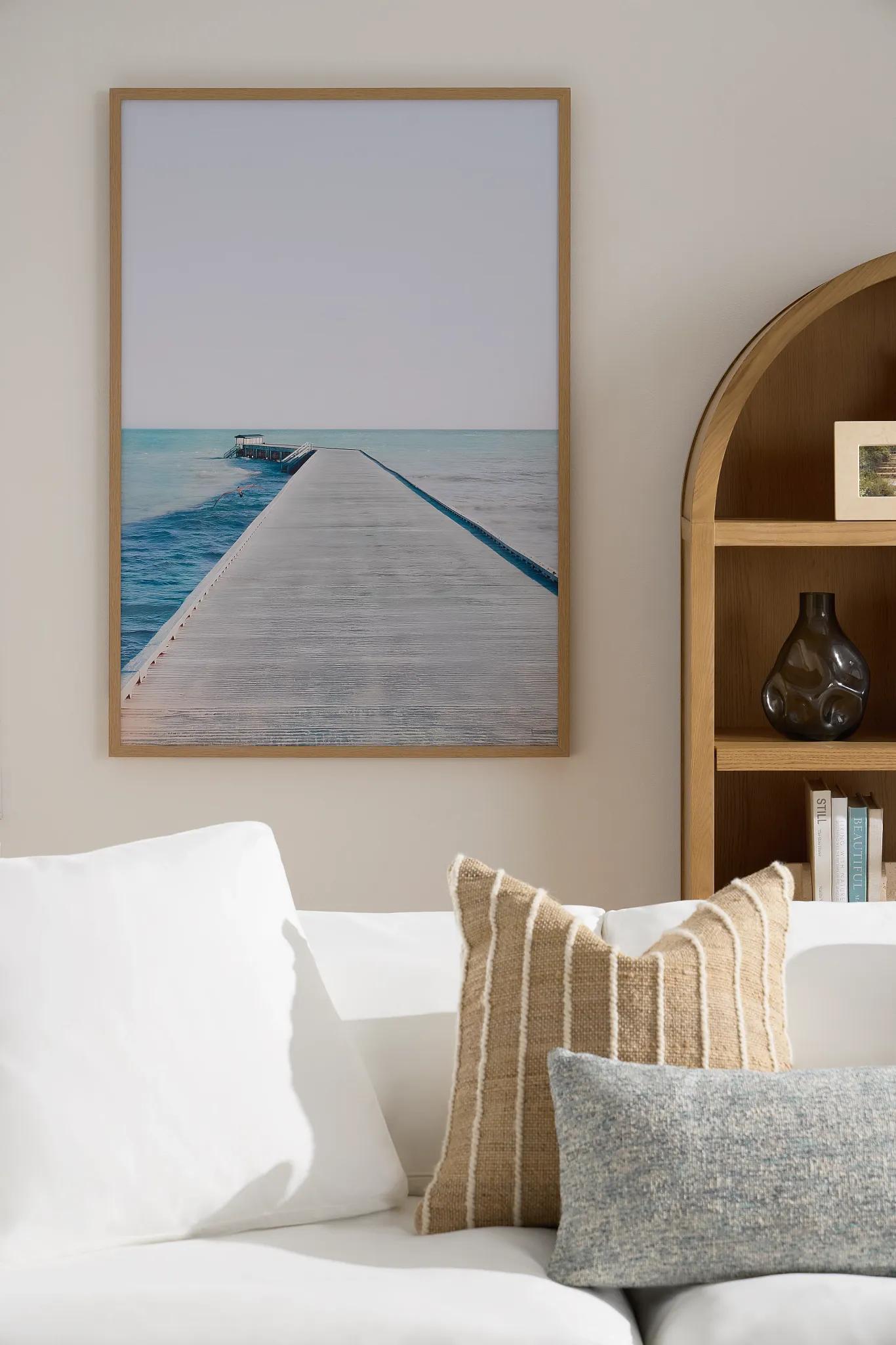 Distance Light Blue Framed Wall Art