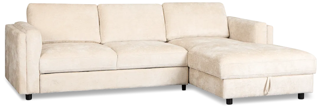 Farren Beige Fabric Small Right Chaise Storage Sleeper Sectional