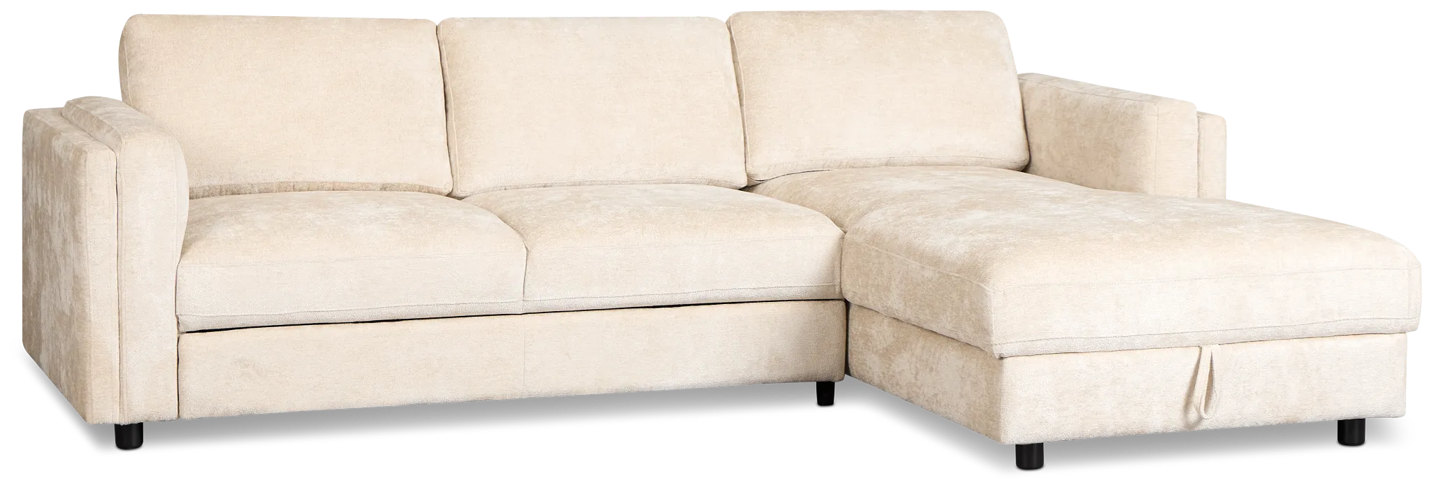 Farren Beige Fabric Small Right Chaise Storage Sleeper Sectional
