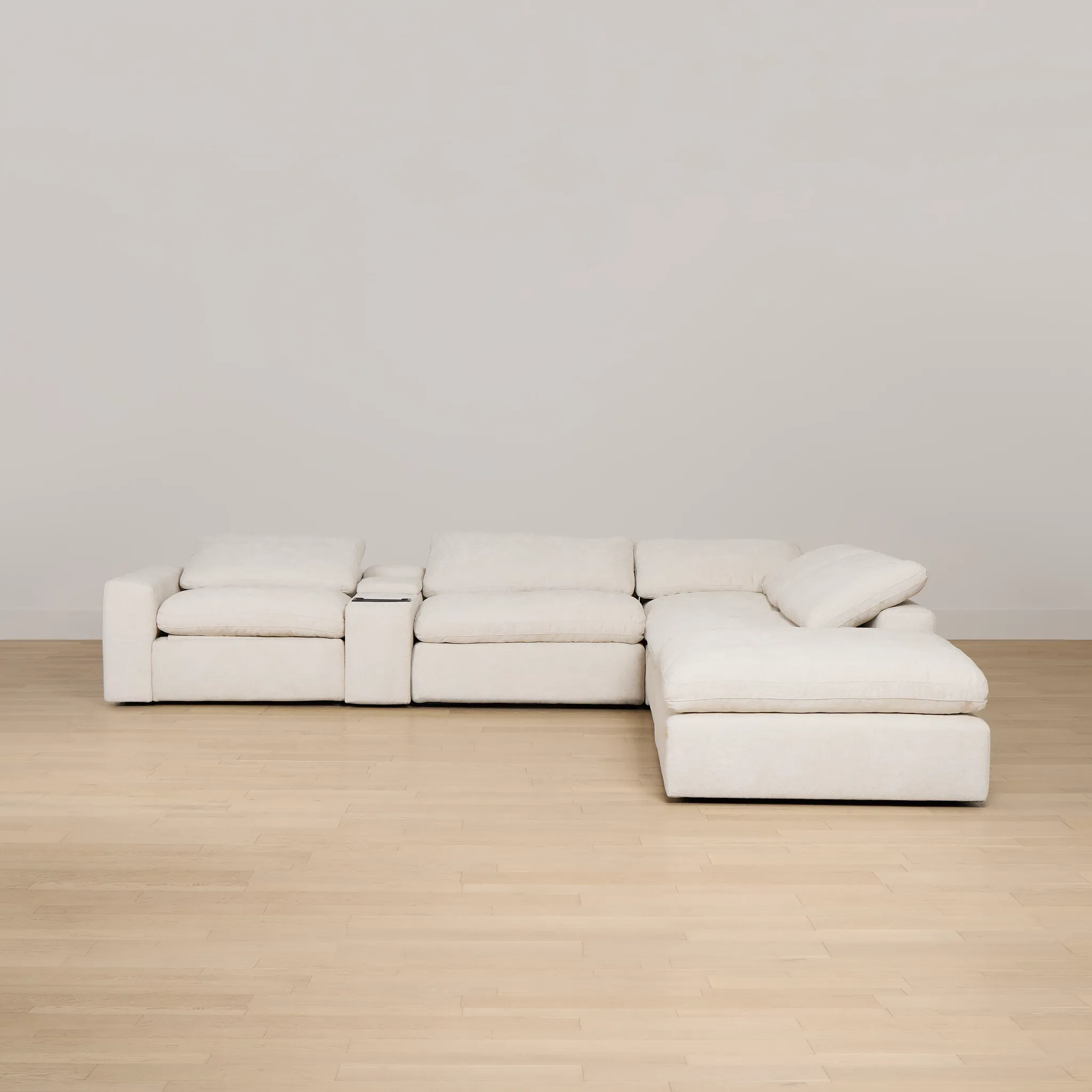 Drift Light Beige Fabric Large Right Bumper Power Reclining Sectional