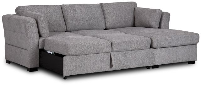 Amber Dark Gray Fabric Small Right Chaise Storage Sleeper Sectional