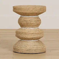Maddie Light Tone Woven Accent Stool