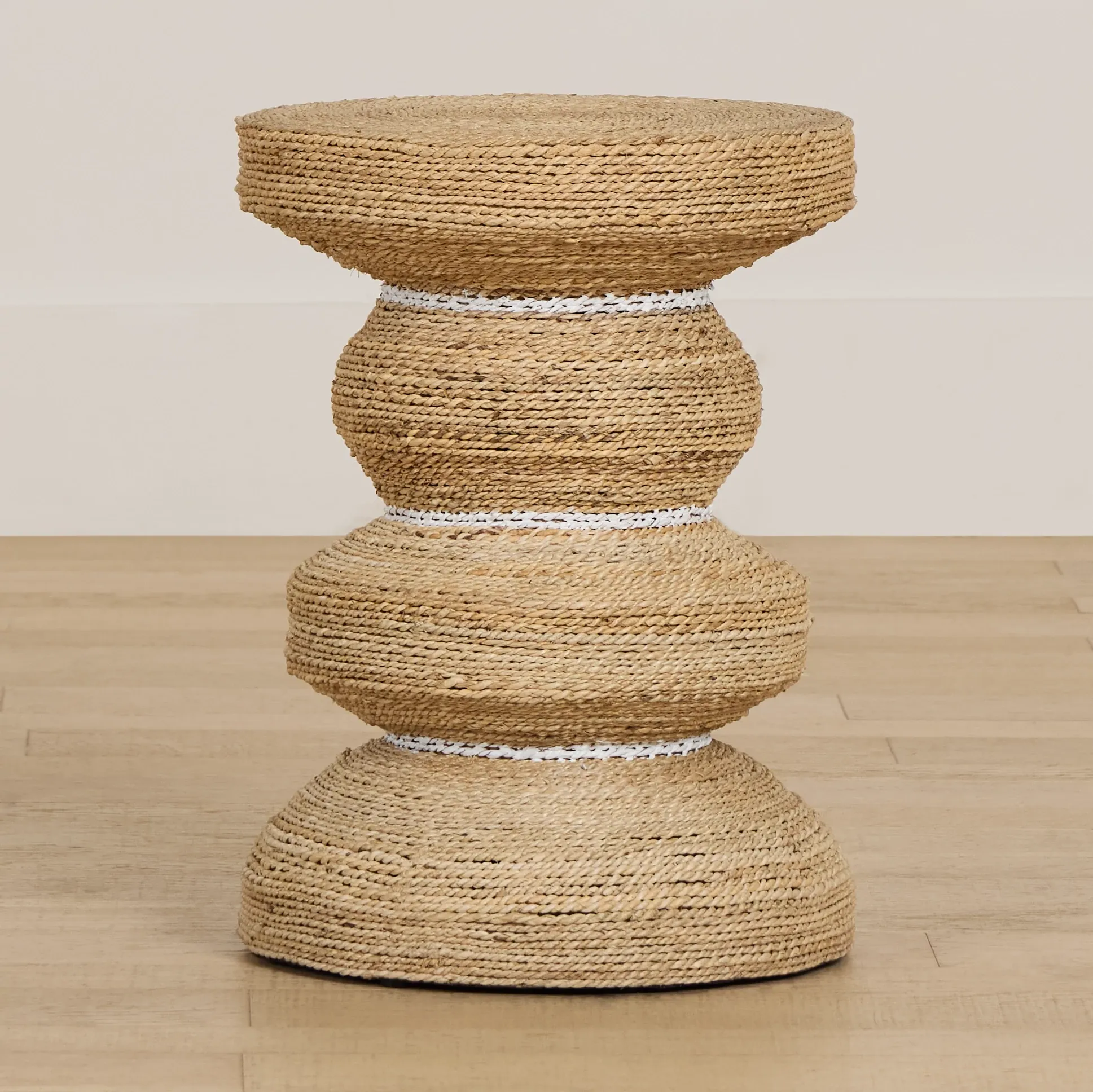 Maddie Light Tone Woven Accent Stool