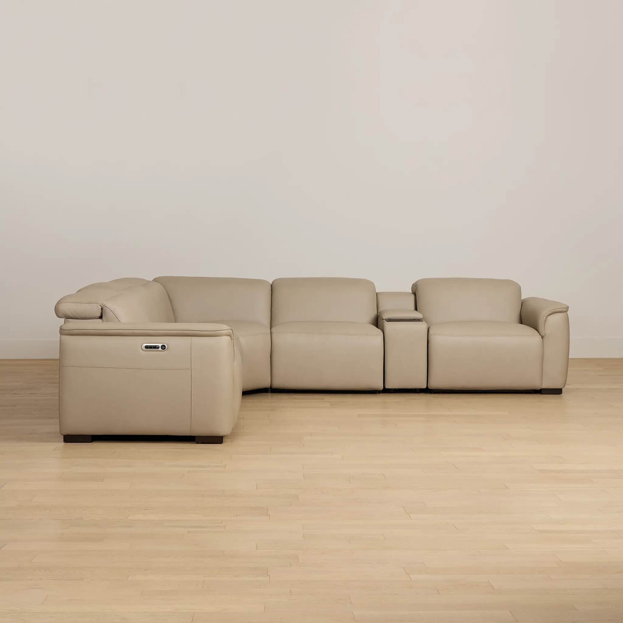 Flexsteel Brodie Taupe Lthr/vinyl Medium Triple Power 2-arm Sectional Flexsteel Brodie Taupe Lthr/vinyl Medium Triple Power 2-arm Sectional