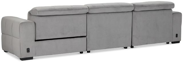 Gemma Light Gray Velvet Right Chaise Power Reclining Sectional