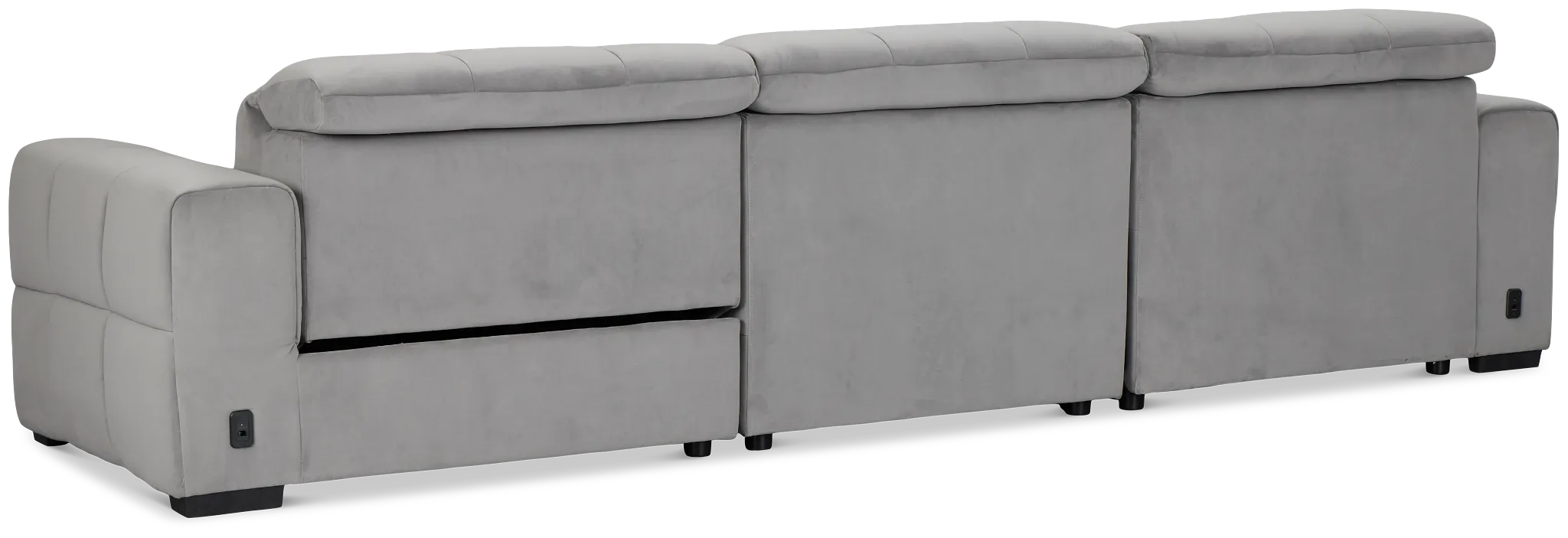 Gemma Light Gray Velvet Right Chaise Power Reclining Sectional