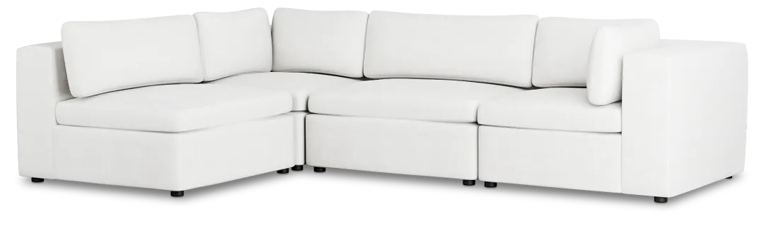 Destin Sutton White Fabric 4-piece Modular Sectional
