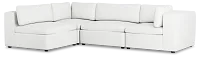 Destin Sutton White Fabric 4-piece Modular Sectional