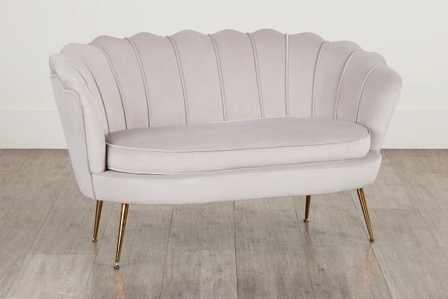 Lily Light Gray Velvet Loveseat