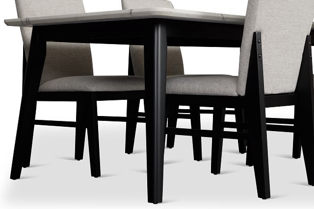 Riverdale Black Rectangular Table & 4 Upholstered Chairs