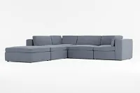 Destin Victory Dark Blue Fabric 5pc Bumper Sectional