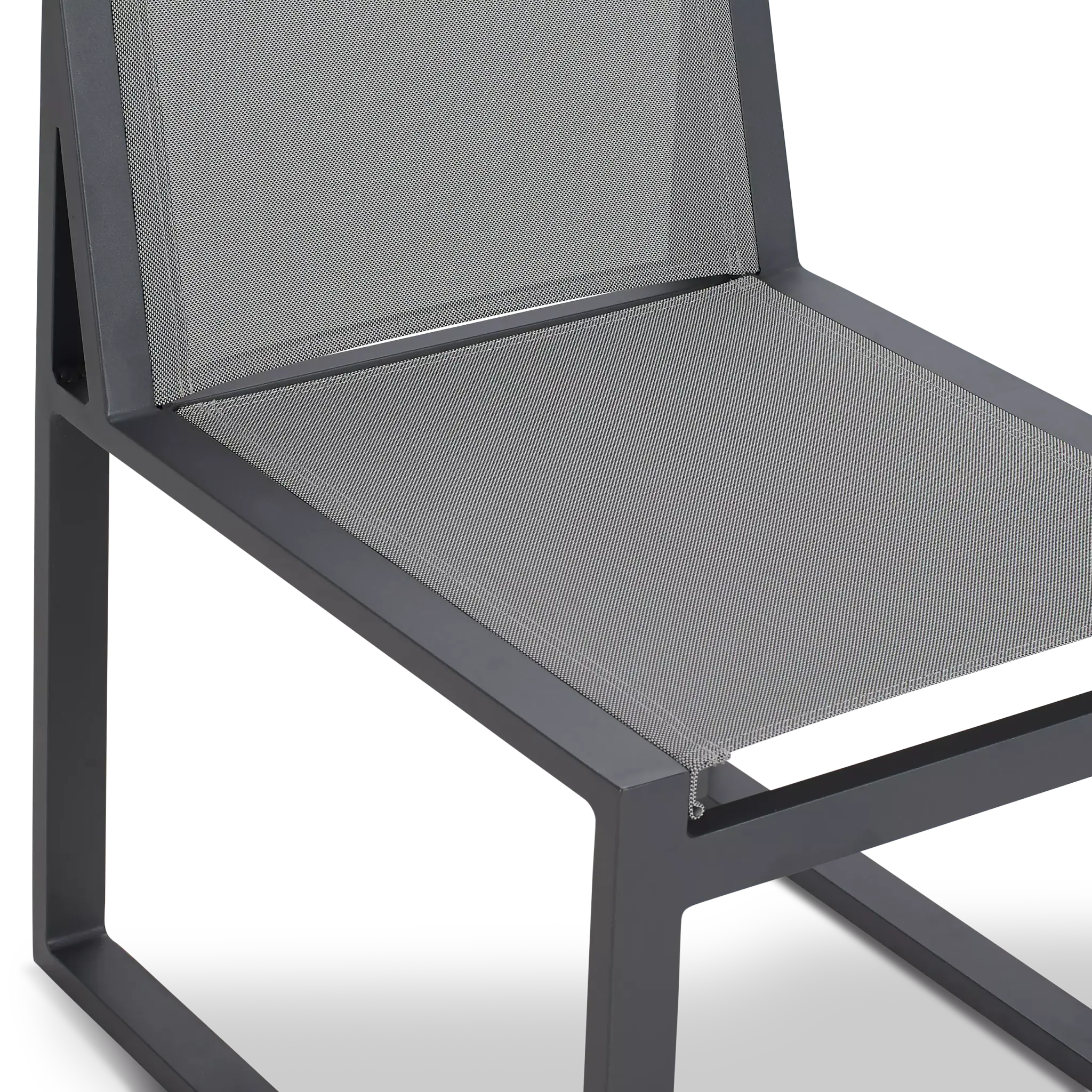 Linear 102" Teak Table & 4 Sling Side Chairs Linear 102" Teak Table & 4 Sling Side Chairs