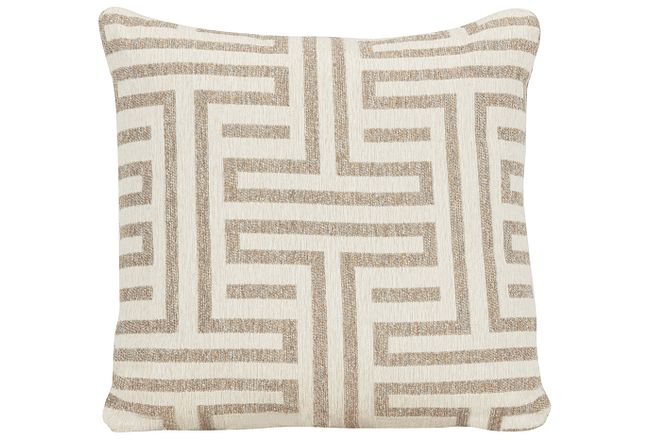 Doric Beige Fabric Square Accent Pillow