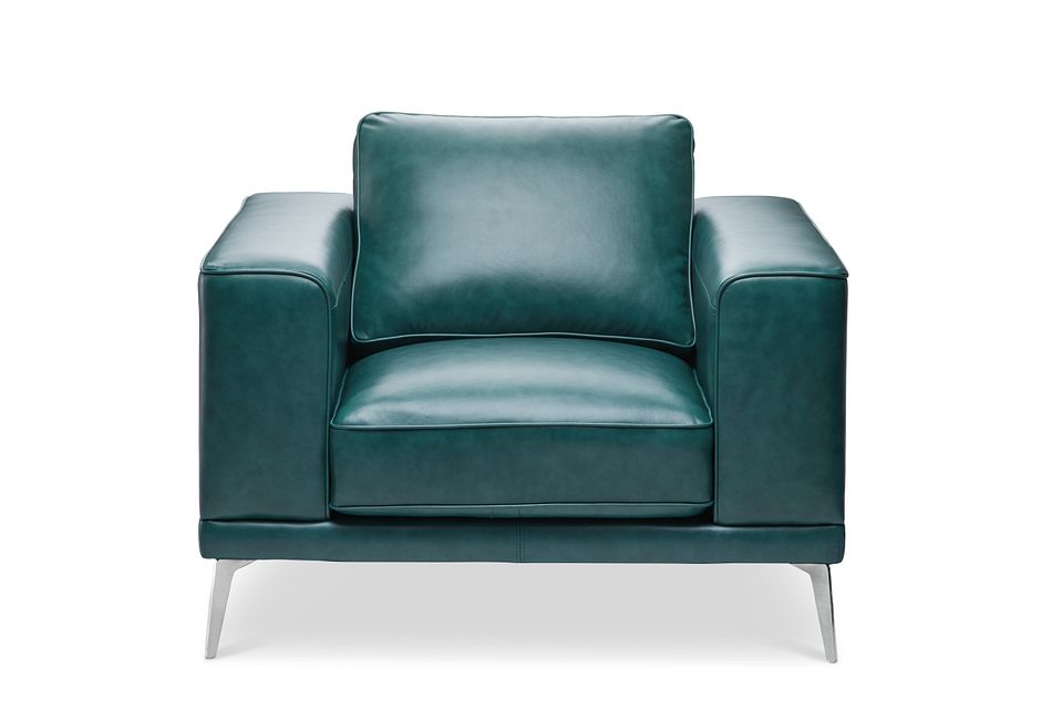 Naples Turquoise Leather Chair With Metal Legs