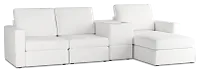 Citymod White Fabric Small Right Chaise Sectional With Storage Console