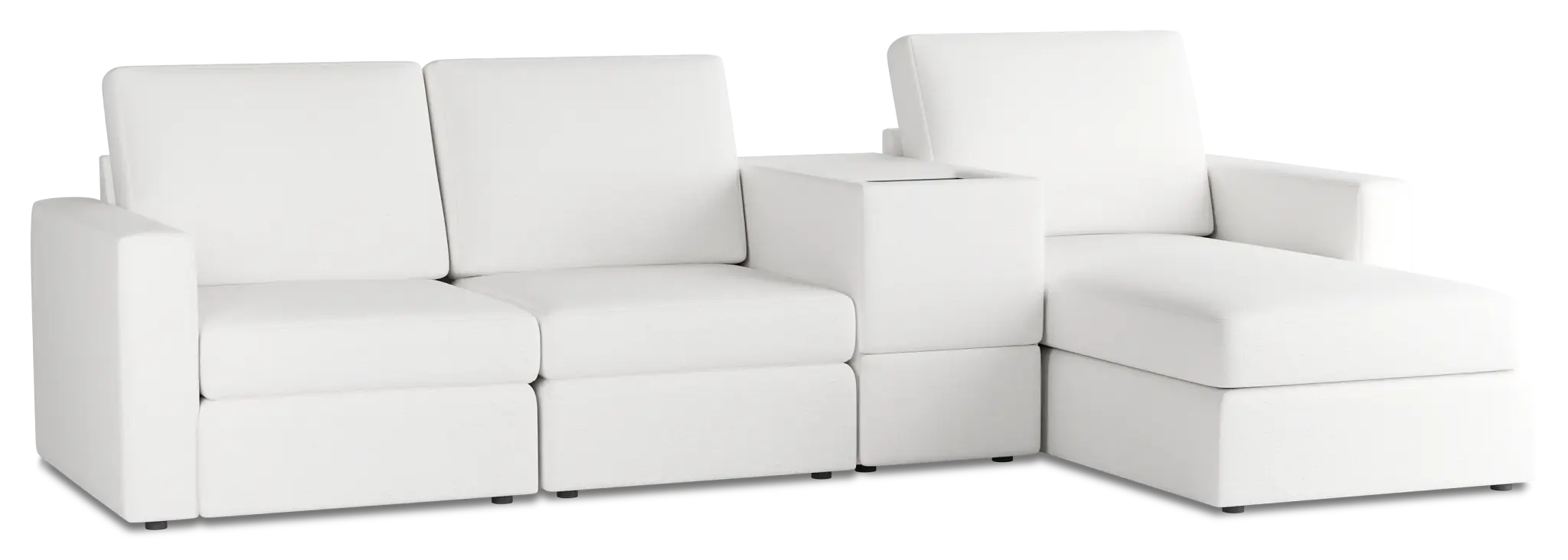 Citymod White Fabric Small Right Chaise Sectional With Storage Console Citymod White Fabric Small Right Chaise Sectional With Storage Console