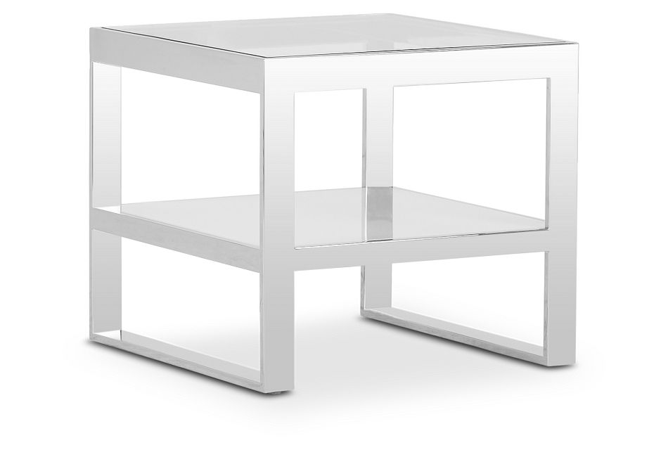 Glass Top Corner End Table For Living Room
