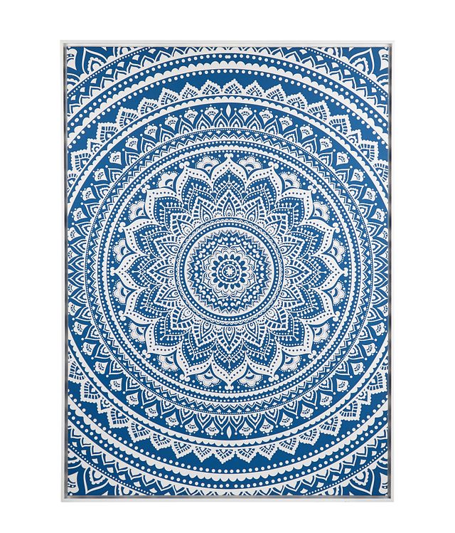 Mandala Blue Framed Canvas Wall Art