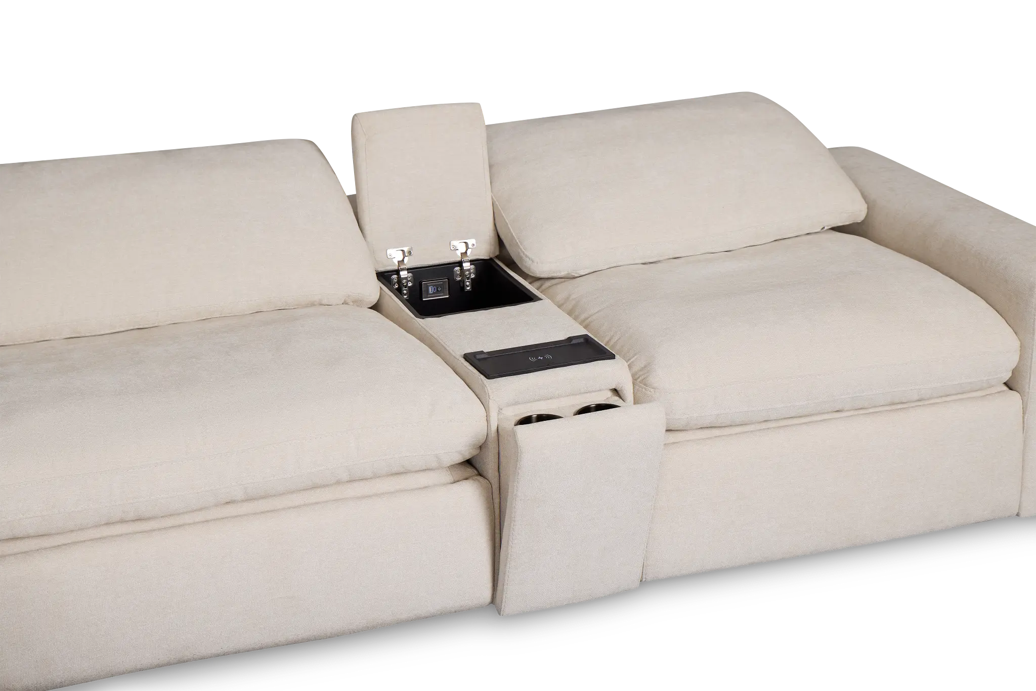 Drift Light Beige Fabric Medium Triple Power 2-arm Sectional Drift Light Beige Fabric Medium Triple Power 2-arm Sectional