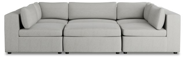 Destin Sutton Gray Fabric 6-piece Pit Sectional