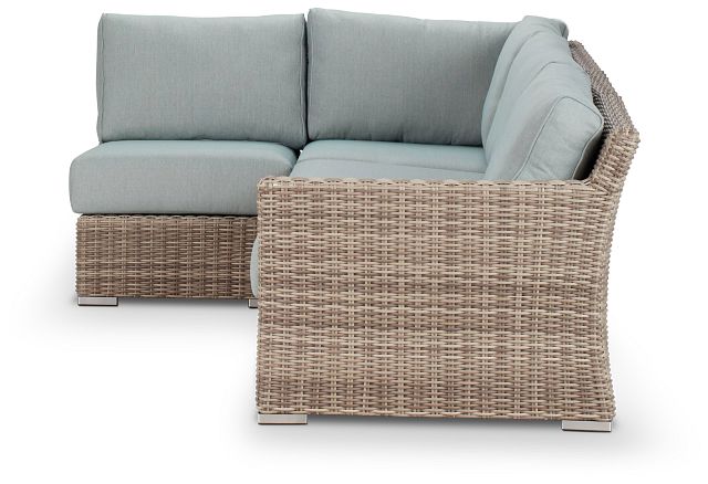 Raleigh Teal Right 4-piece Modular Sectional