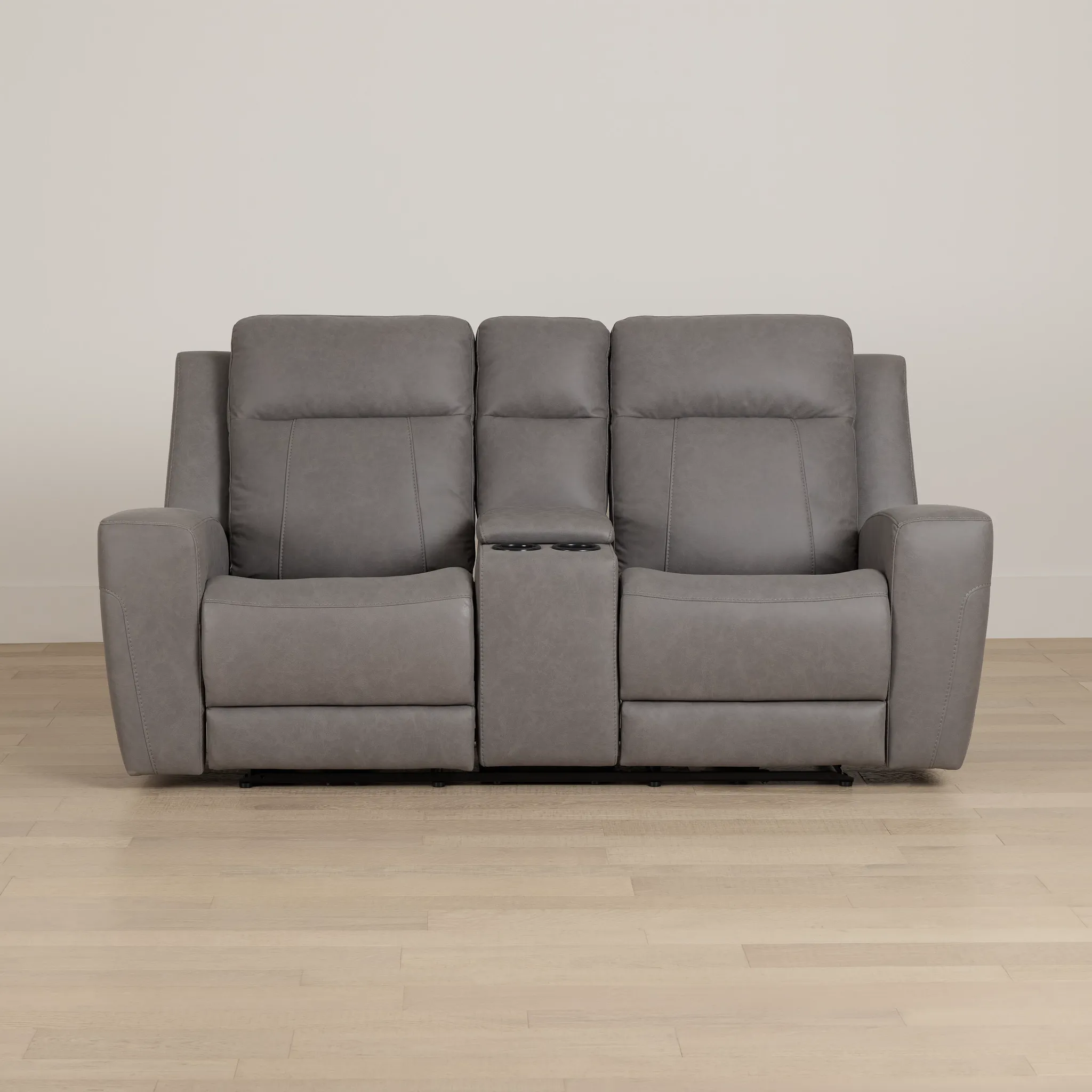 Colton Light Gray Micro Power Reclining Console Loveseat W/ Power Headrest